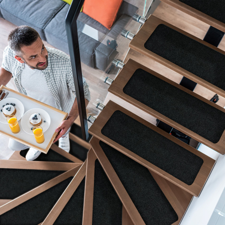 Dywanik schodowy samoprzylepny, antypoślizgowy prosty 76x20 cm, nakładka na schody, krem