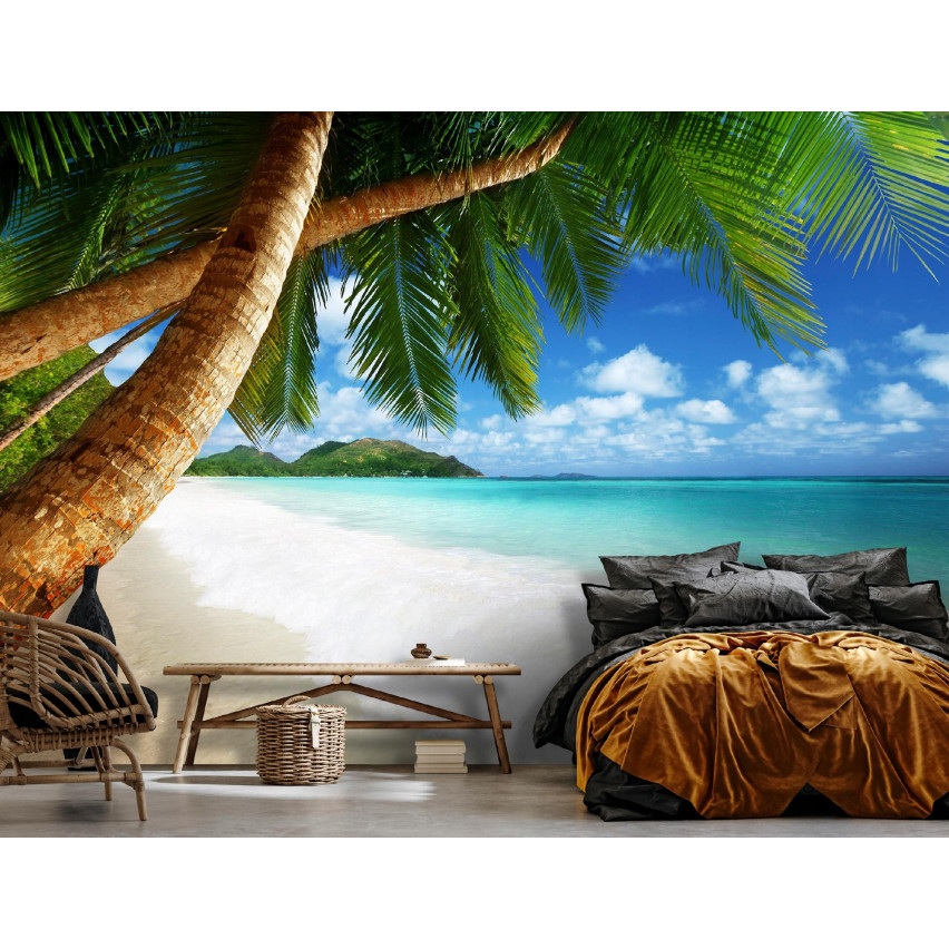 FOTOTAPETA PLAŻA MORZE PALMY DO SYPIALNI SALONU TAPETA ŚCIENNA 200x140