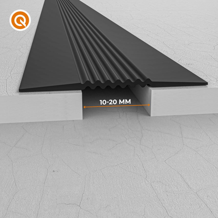 Listwa dylatacyjna PVC, elastyczna taśma łączeniowa do wykładzin PVC, płytek, paneli, 70x2mm, ciemnoszary