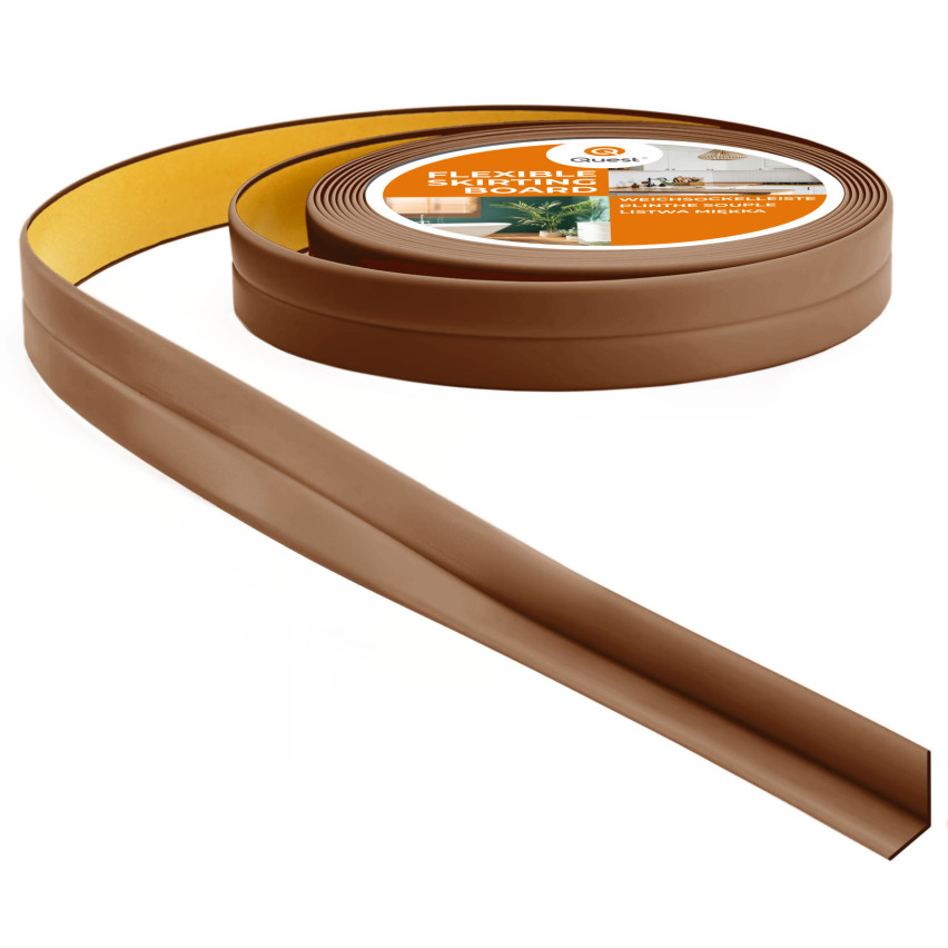 Listwa wykończeniowa PCV 10x10 mm, samoprzylepna, elastyczna, miękka taśma dekoracyjna, brąz, 5 m