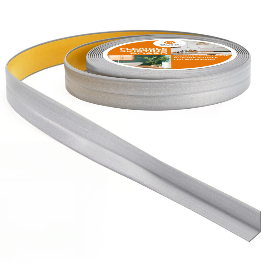 Listwa montażowo-wykończeniowa samoprzylepna PCV na taśmie piankowej 10/10, srebrny 5m