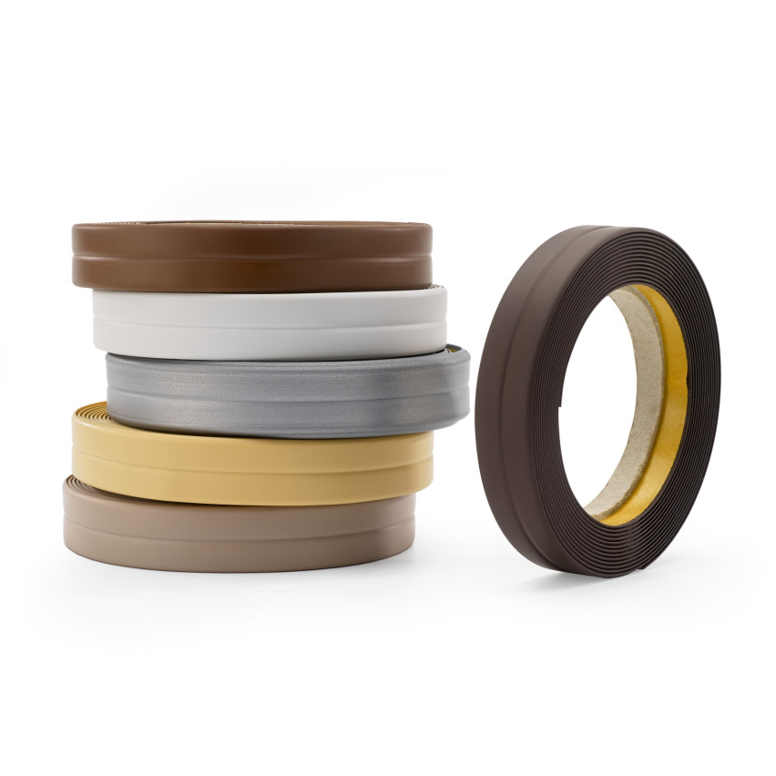 Listwa wykończeniowa PCV 10x10 mm, samoprzylepna, elastyczna, miękka taśma dekoracyjna, brąz, 5 m