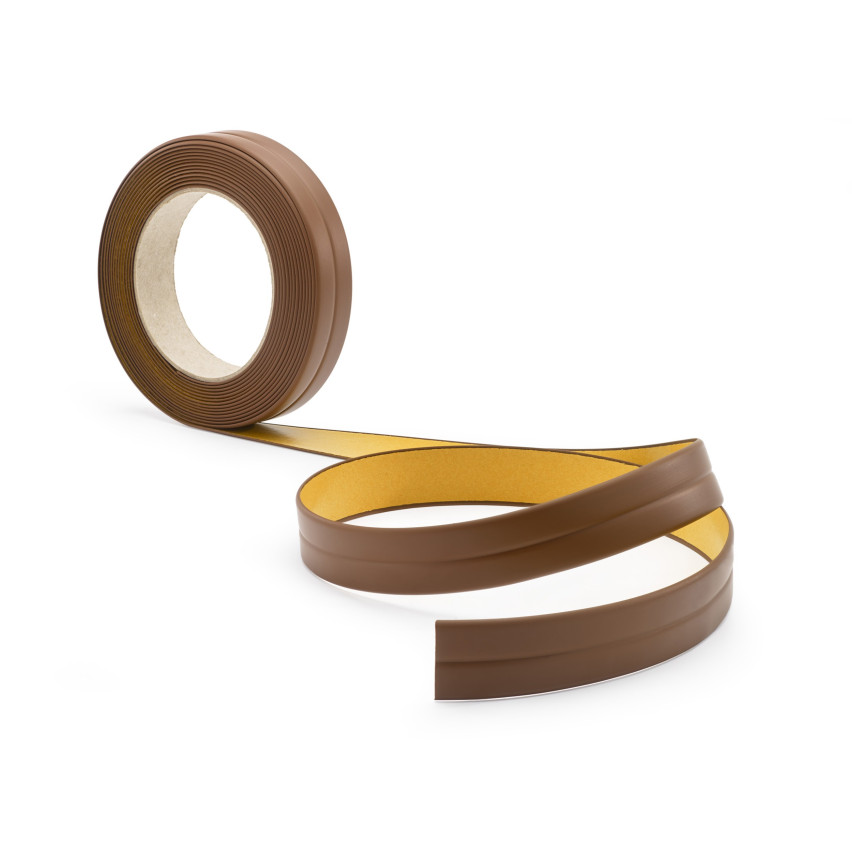 Listwa wykończeniowa PCV 10x10 mm, samoprzylepna, elastyczna, miękka taśma dekoracyjna, brąz, 5 m