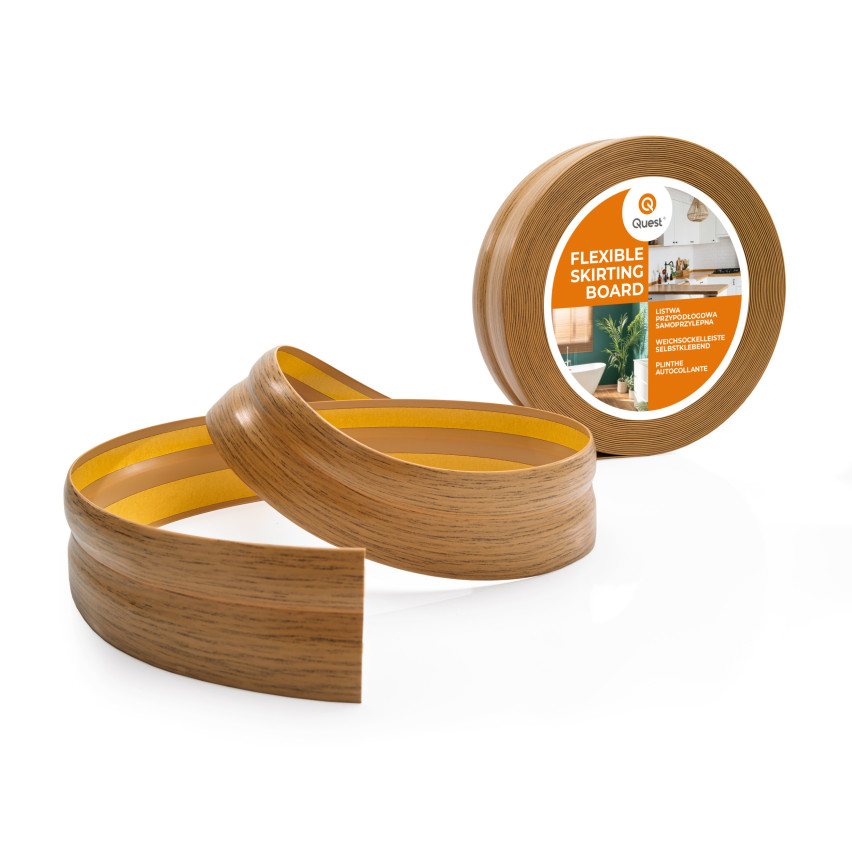 Listwa przypodłogowa PCV 32x23 mm, samoprzylepna elastyczna, miękka listwa podłogowa, cokołowa, dębowy