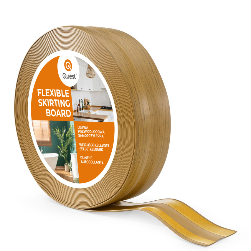 Listwa przypodłogowa PCV 32x23 mm, samoprzylepna elastyczna, miękka listwa podłogowa, cokołowa, dębowy