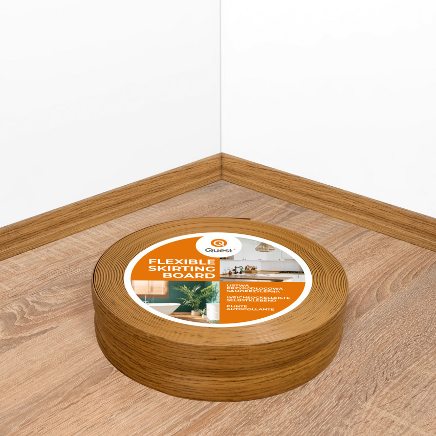 Listwa przypodłogowa PCV 32x23 mm, samoprzylepna elastyczna, miękka listwa podłogowa, cokołowa, dębowy