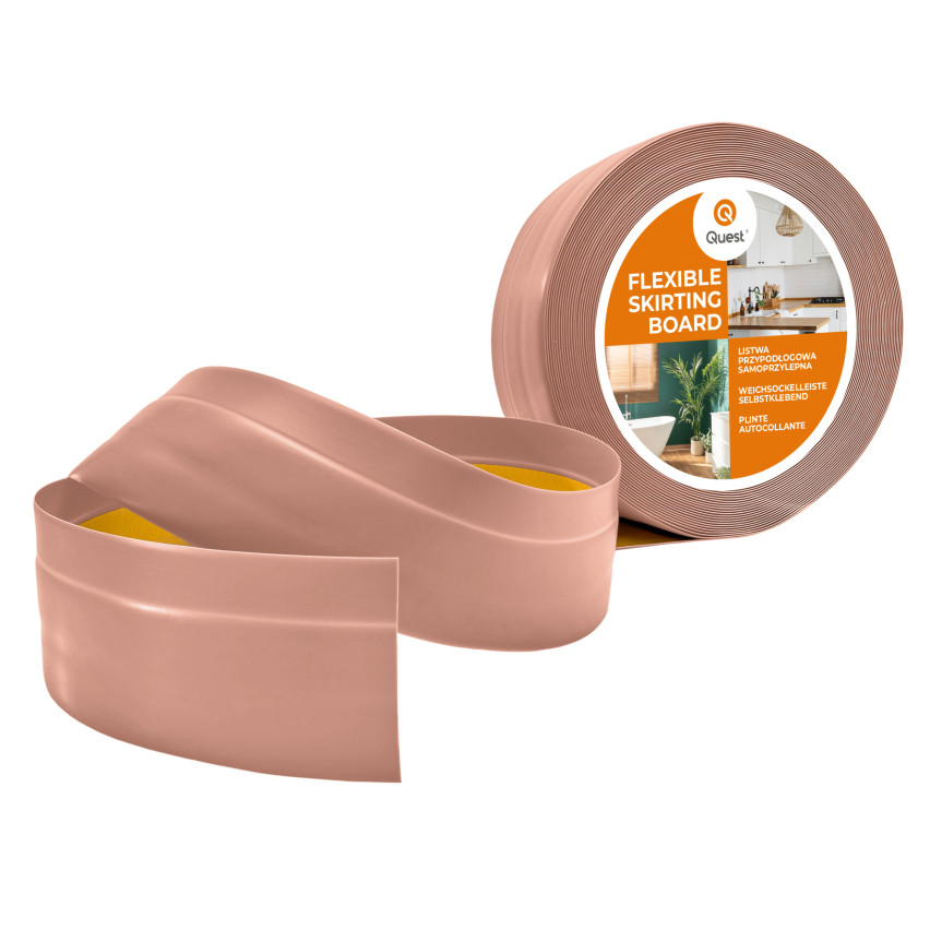 Listwa przypodłogowa PCV 50x20 mm, samoprzylepna elastyczna, miękka listwa podłogowa, cokołowa, jasnobrązowy