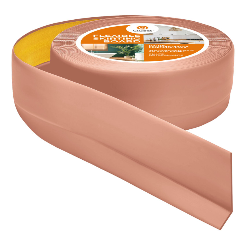Listwa przypodłogowa PCV 50x20 mm, samoprzylepna elastyczna, miękka listwa podłogowa, cokołowa, jasnobrązowy