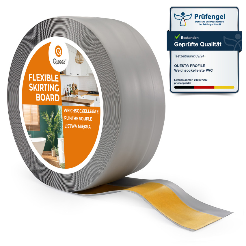 Listwa przypodłogowa PCV 50x20 mm, samoprzylepna elastyczna, miękka listwa podłogowa, cokołowa, szary