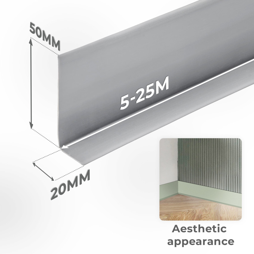 Listwa przypodłogowa PCV 50x20 mm, samoprzylepna elastyczna, miękka listwa podłogowa, cokołowa, jasnobrązowy