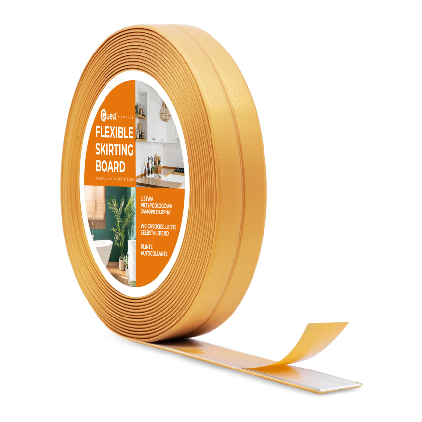 Listwa montażowo-wykończeniowa samoprzylepna PCV na taśmie piankowej 10/10 5m - złoty