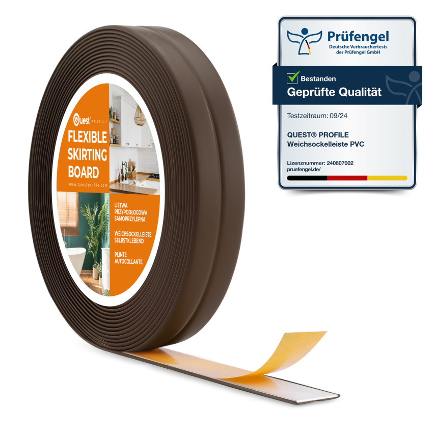 Listwa montażowo-wykończeniowa samoprzylepna PCV na taśmie piankowej 10/10, ciemny brąz 5m