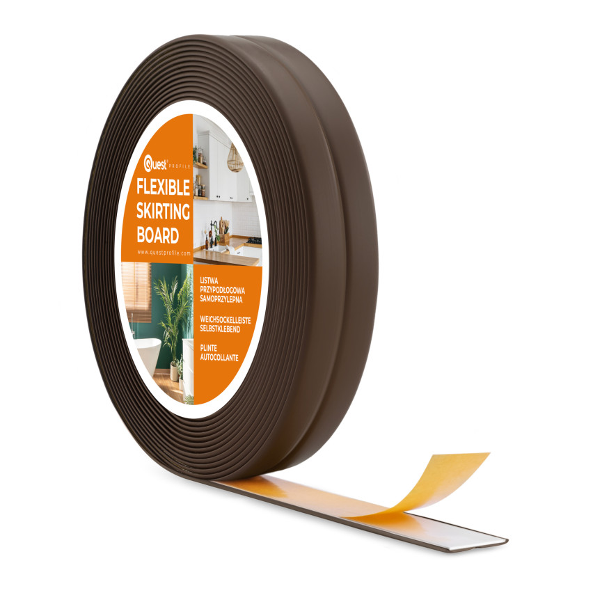 Listwa montażowo-wykończeniowa samoprzylepna PCV na taśmie piankowej 10/10, ciemny brąz 5m