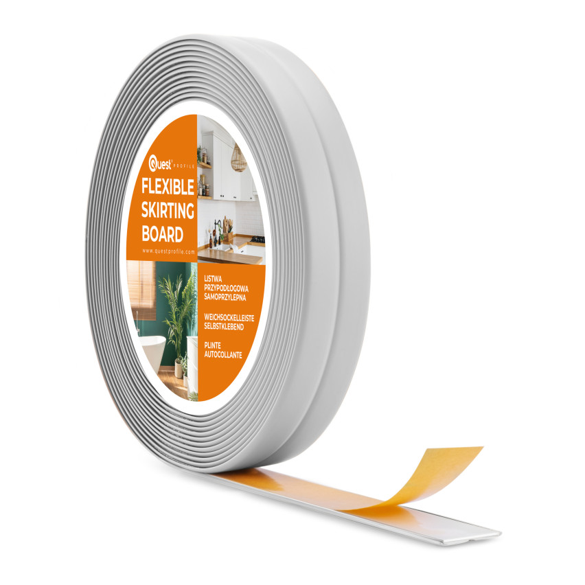 Listwa montażowo-wykończeniowa samoprzylepna PCV na taśmie piankowej 10/10 5m - jasnoszary