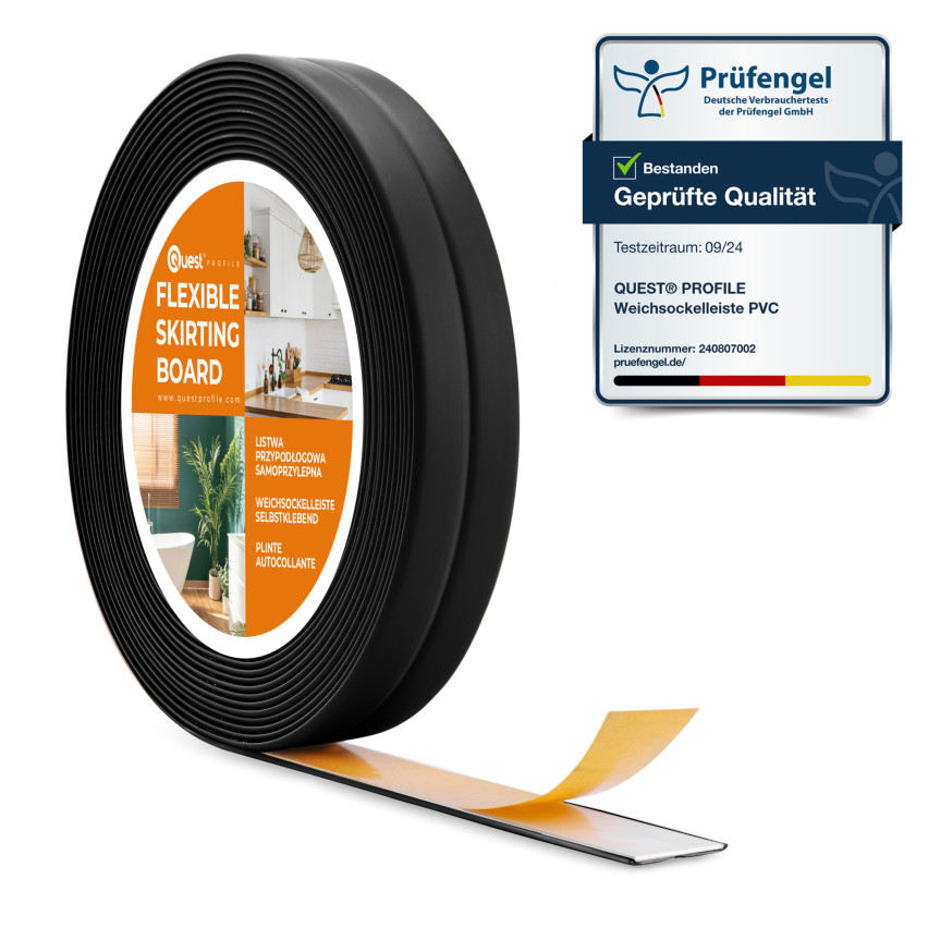 Listwa montażowo-wykończeniowa samoprzylepna PCV na taśmie piankowej 10/10 5m - czarna