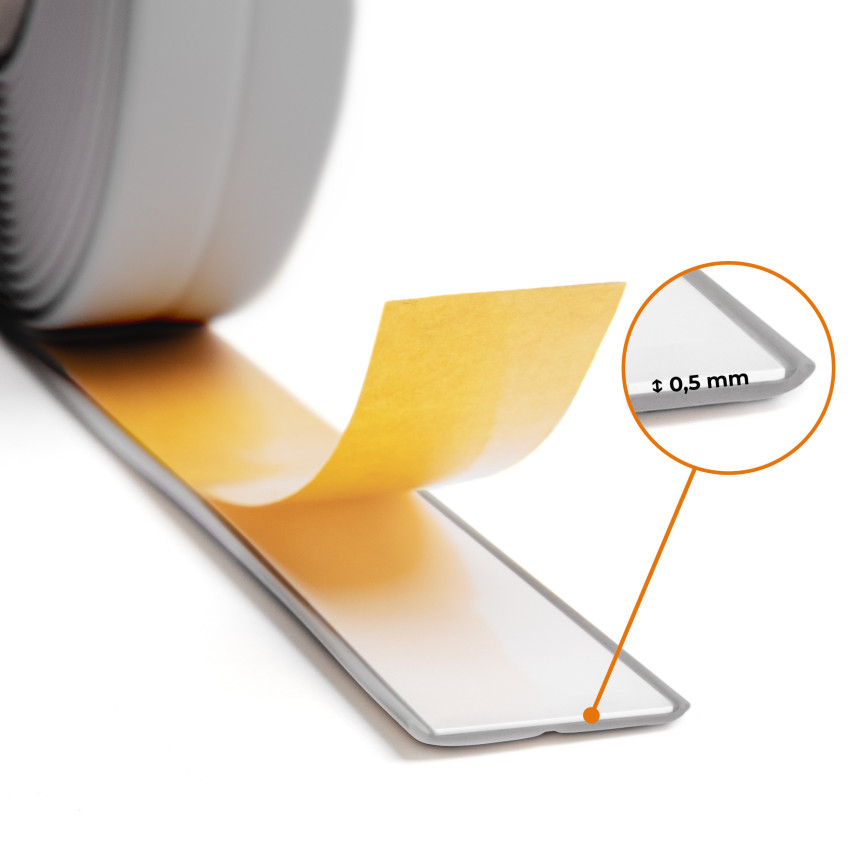 Listwa montażowo-wykończeniowa samoprzylepna PCV na taśmie piankowej 10/10 5m - szara