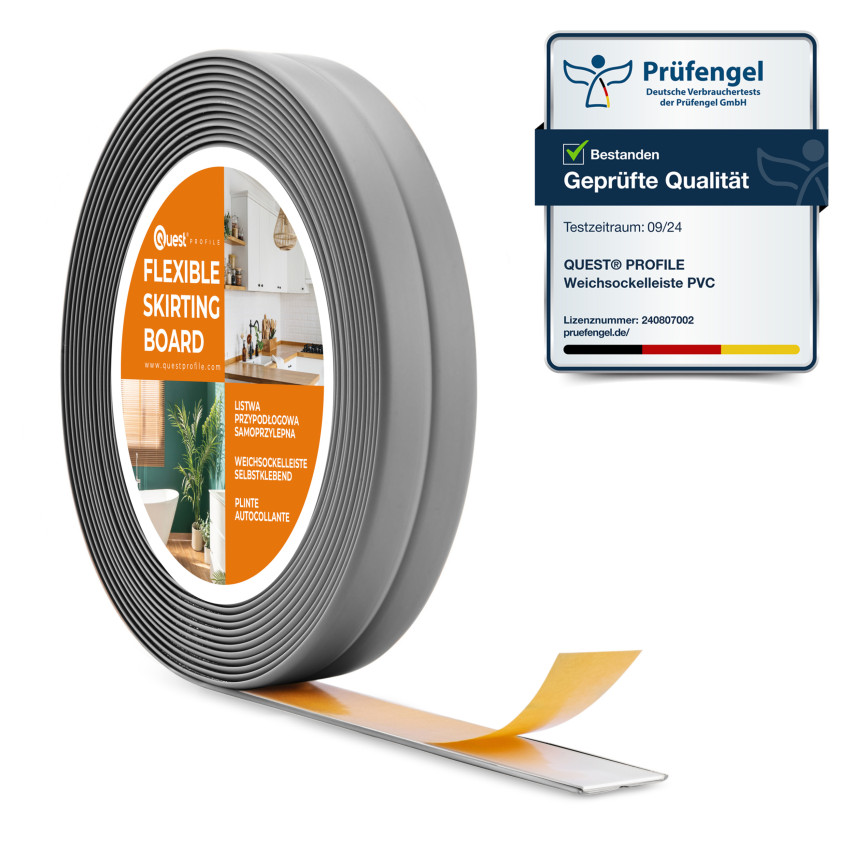 Listwa montażowo-wykończeniowa samoprzylepna PCV na taśmie piankowej 10/10 5m - szara