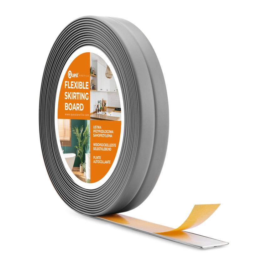 Listwa montażowo-wykończeniowa samoprzylepna PCV na taśmie piankowej 10/10 5m - szara
