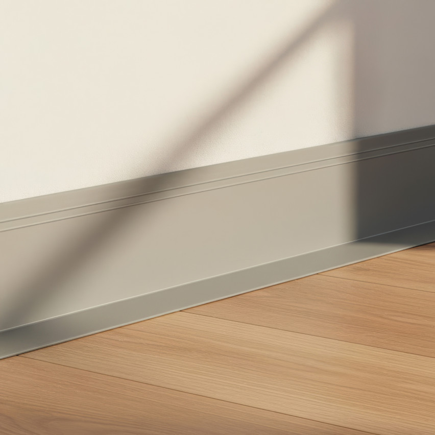 Listwa przypodłogowa samoprzylepna PCV, elastyczna listwa cokołowa DEKOR, 50x20mm, szary