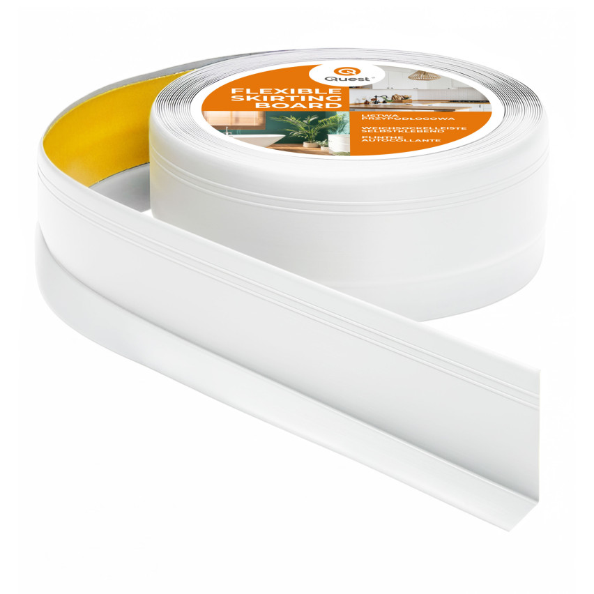 Listwa przypodłogowa samoprzylepna PCV, elastyczna listwa cokołowa DEKOR, 50x20mm, biały