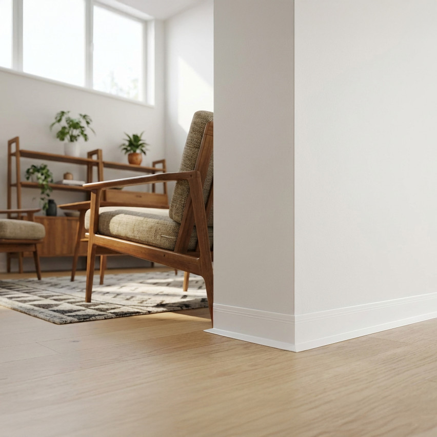 Listwa przypodłogowa samoprzylepna PCV, elastyczna listwa cokołowa DEKOR, 50x20mm, biały