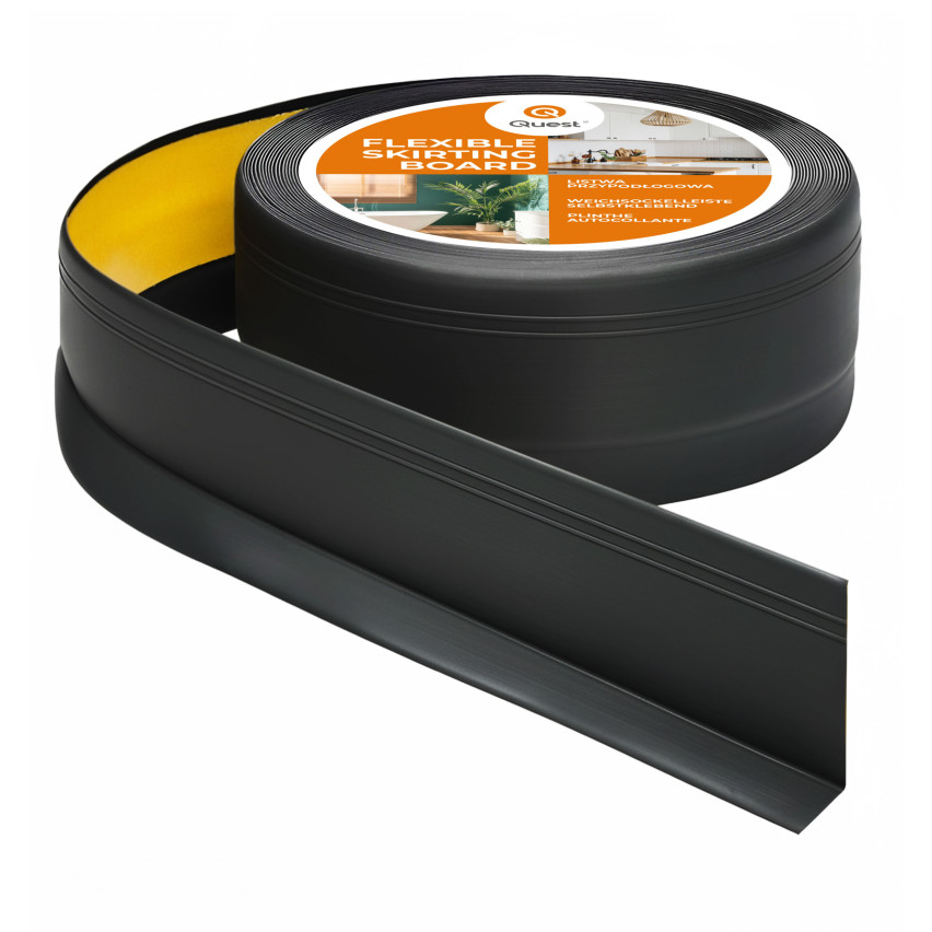 Listwa przypodłogowa samoprzylepna PCV, elastyczna listwa cokołowa DEKOR, 50x20mm, czarny