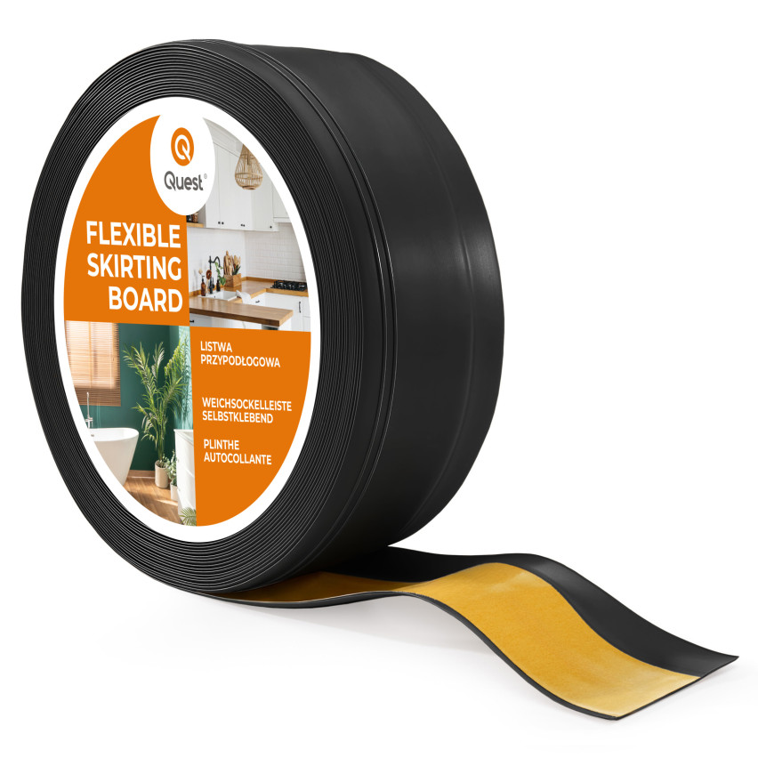 Listwa przypodłogowa samoprzylepna PCV, elastyczna listwa cokołowa DEKOR, 50x20mm, czarny