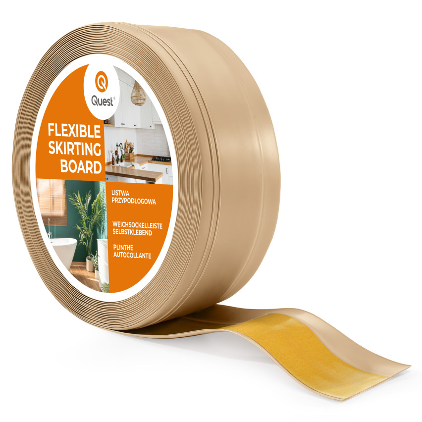 Listwa przypodłogowa samoprzylepna PCV, elastyczna listwa cokołowa DEKOR, 50x20mm, piaskowy