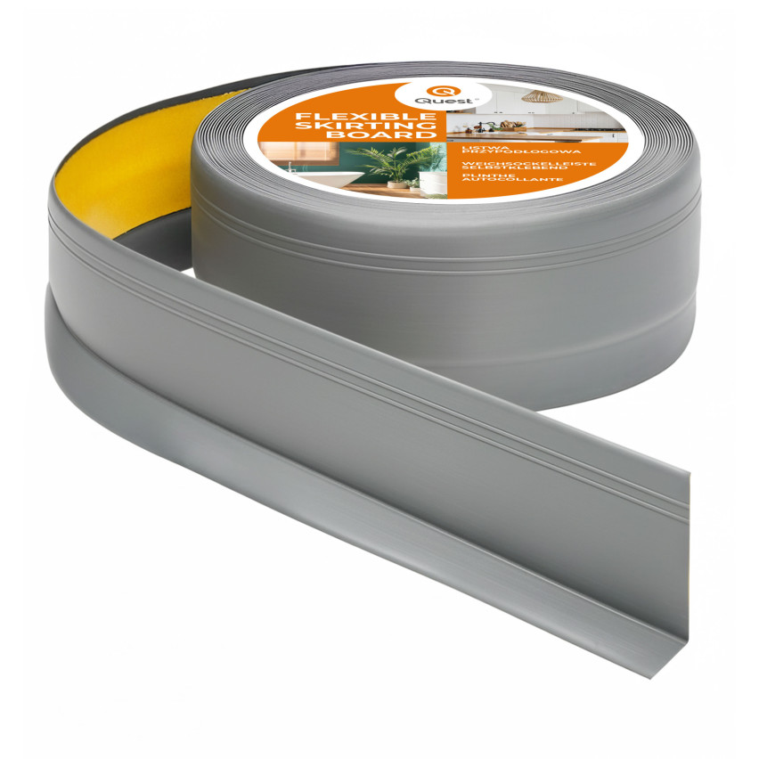 Listwa przypodłogowa samoprzylepna PCV, elastyczna listwa cokołowa DEKOR, 50x20mm, szary