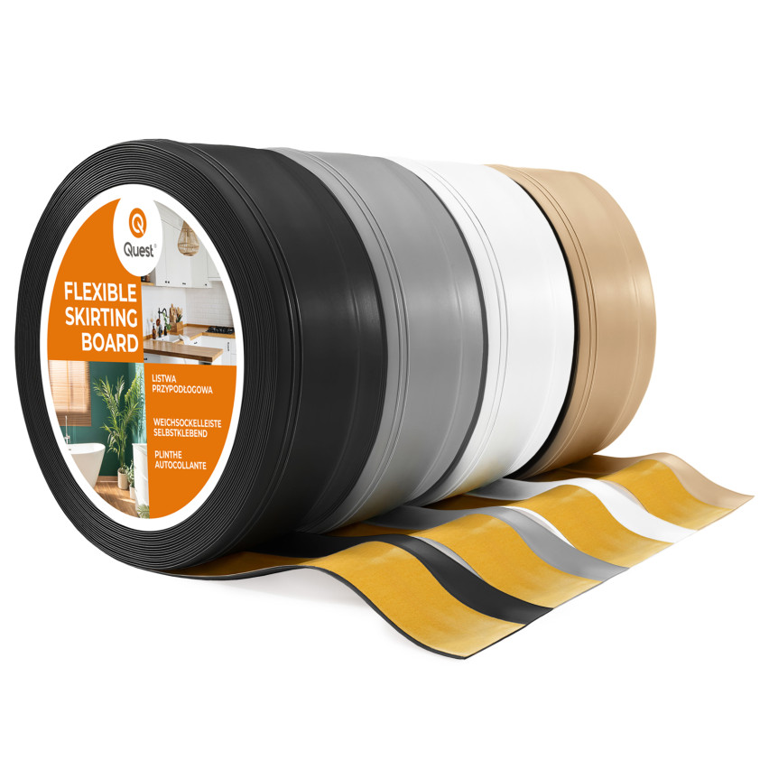 Listwa przypodłogowa samoprzylepna PCV, elastyczna listwa cokołowa DEKOR, 50x20mm, szary
