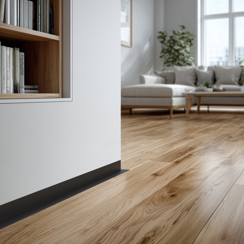 Minimalistyczna listwa przypodłogowa samoprzylepna PVC twarda, Loft, Modern, czarny