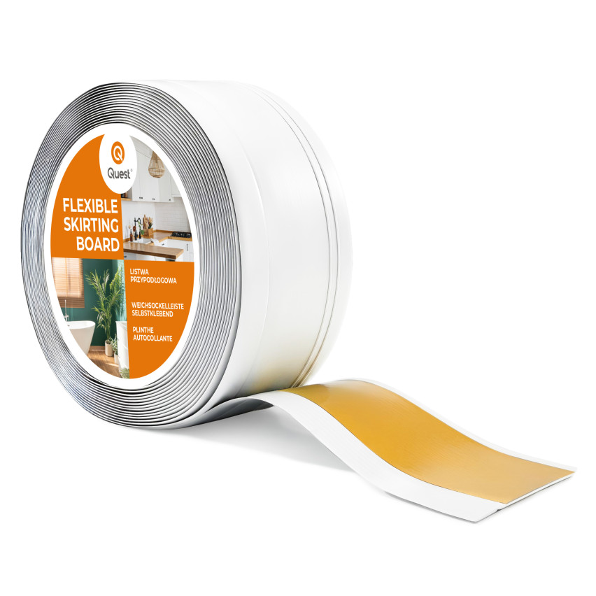 Listwa przypodłogowa samoprzylepna PCV, elastyczna listwa cokołowa DEKOR, 70x20mm, biały