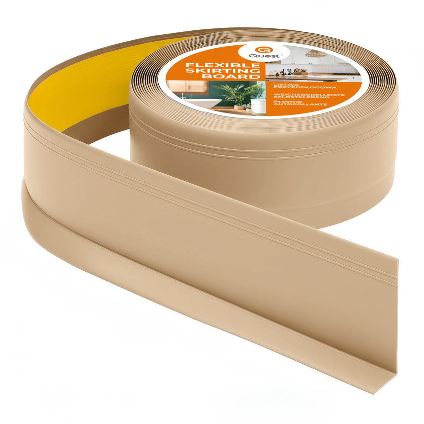 Listwa przypodłogowa samoprzylepna PCV, elastyczna listwa cokołowa DEKOR, 70x20mm, piaskowy