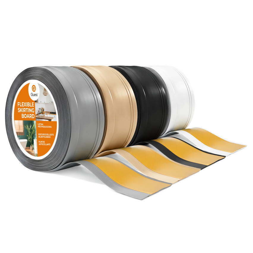 Listwa przypodłogowa samoprzylepna PCV, elastyczna listwa cokołowa DEKOR, 70x20mm, piaskowy