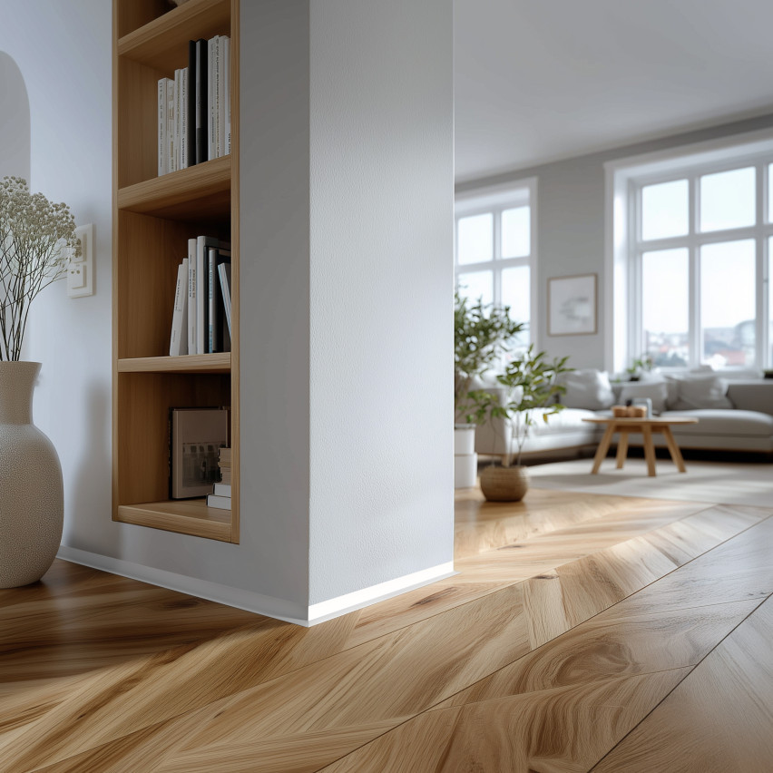 Minimalistyczna listwa przypodłogowa PVC - twarda, biały