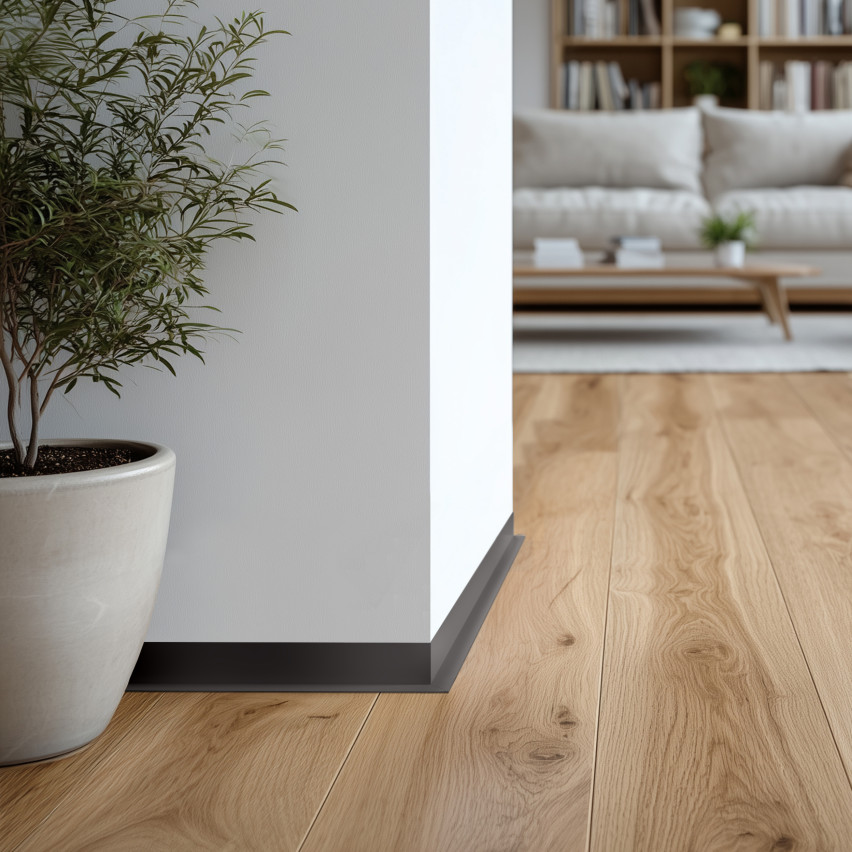 Minimalistyczna listwa przypodłogowa samoprzylepna PVC twarda, Loft, Modern, ciemnoszary