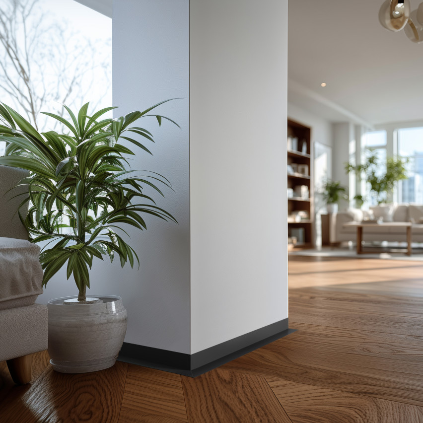 Minimalistyczna listwa przypodłogowa samoprzylepna PVC twarda, Loft, Modern, ciemnoszary