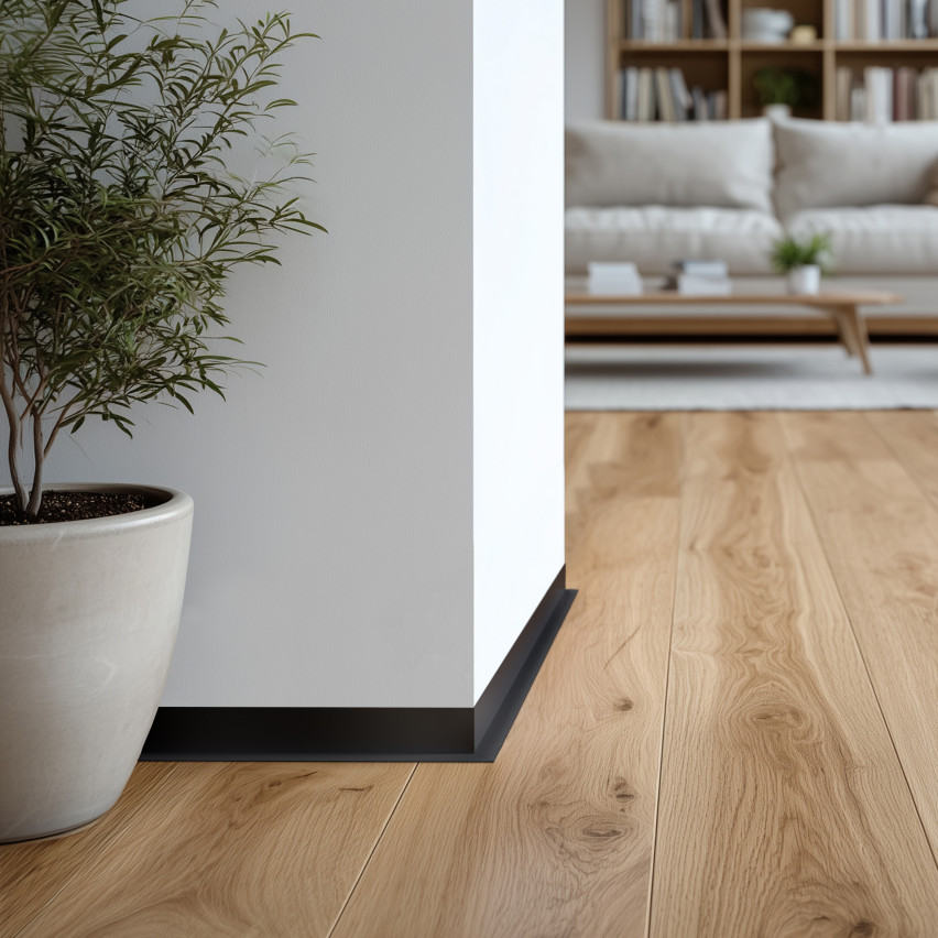 Minimalistyczna listwa przypodłogowa samoprzylepna PVC twarda, Loft, Modern, czarny