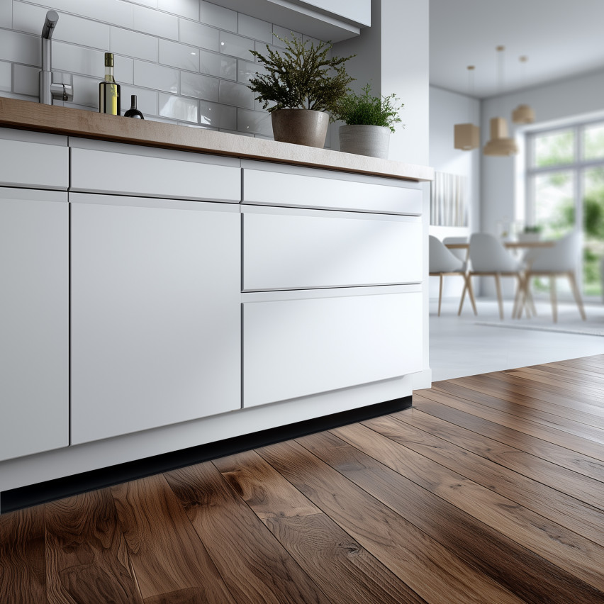 Minimalistyczna listwa przypodłogowa samoprzylepna PVC twarda, Loft, Modern, czarny