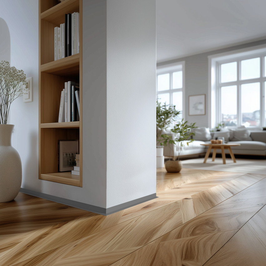 Minimalistyczna listwa przypodłogowa PVC twarda, Loft, Modern, szary