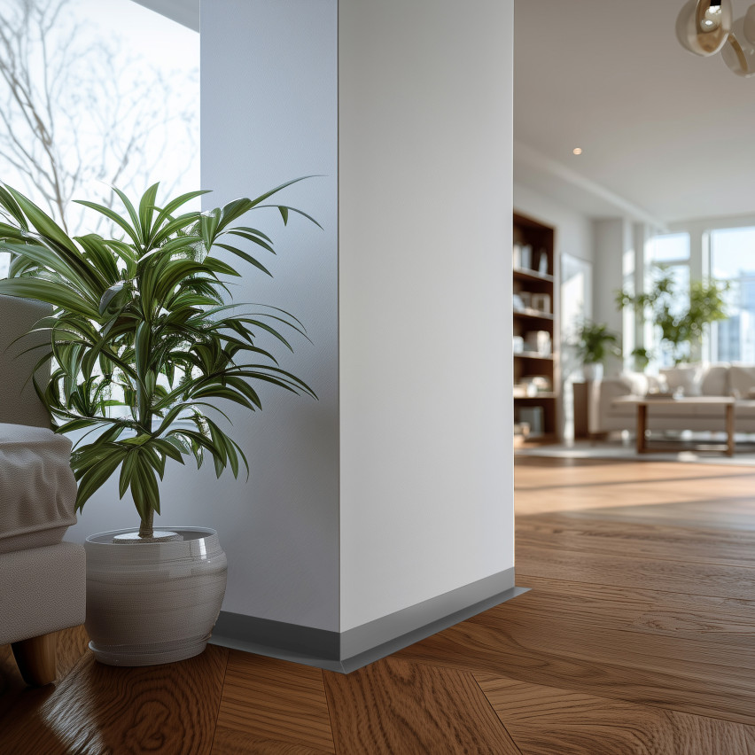 Minimalistyczna listwa przypodłogowa PVC twarda, Loft, Modern, szary