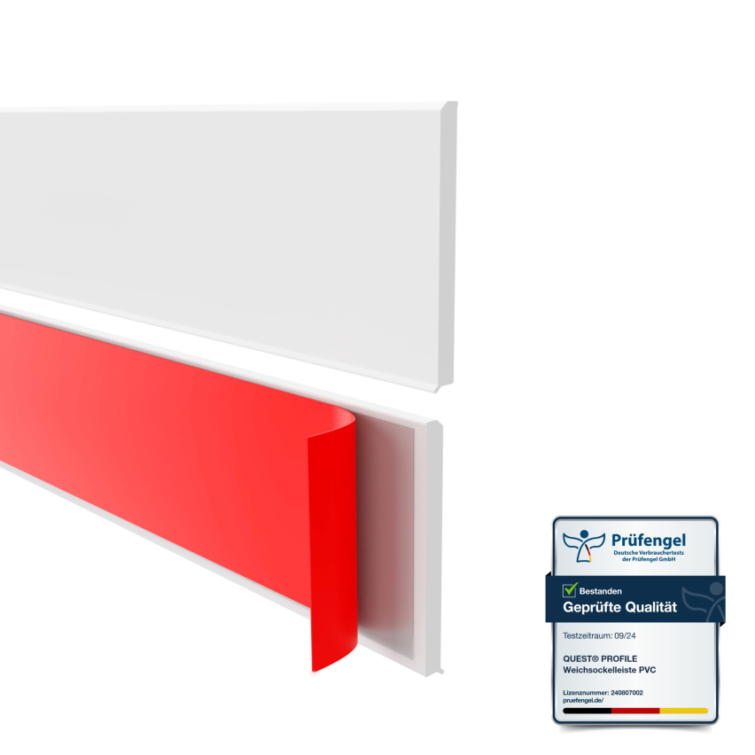 Listwa przypodłogowa samoprzylepna PVC PREMIUM 10 cm, gładka elastyczna listwa cokołowa FLEX, do podłóg RAL9003, biały, 10 m