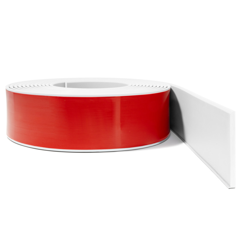 Listwa przypodłogowa samoprzylepna PVC, gładka elastyczna listwa cokołowa, do podłóg, 100mm, 10m, biały RAL9003