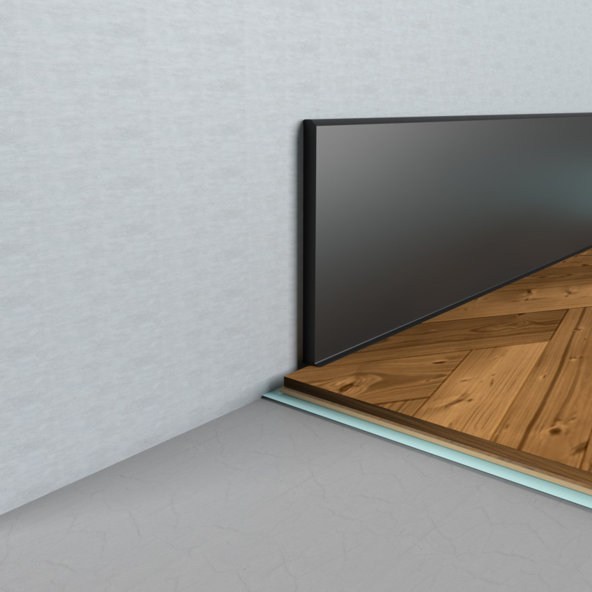 Listwa przypodłogowa samoprzylepna PVC, gładka elastyczna listwa cokołowa, do podłóg, 100mm, 10m, czarny