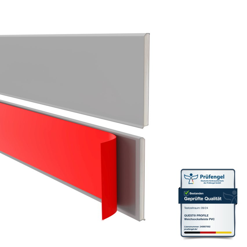 Listwa przypodłogowa samoprzylepna PVC PREMIUM 10 cm, gładka elastyczna listwa cokołowa FLEX, do podłóg RAL7042, szary, 10 m