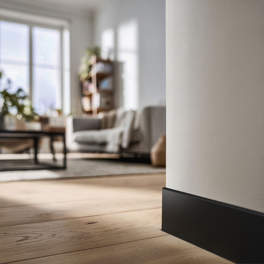 Listwa przypodłogowa samoprzylepna PVC, gładka elastyczna listwa cokołowa, do podłóg, 100mm, 10m, czarny