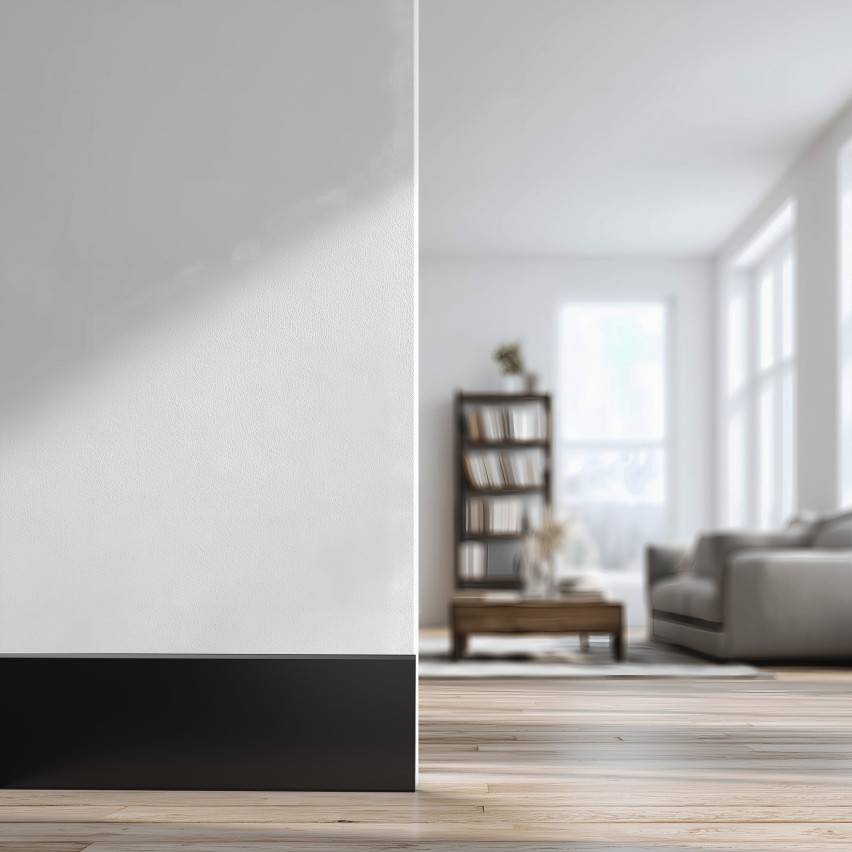 Listwa przypodłogowa samoprzylepna PVC, gładka elastyczna listwa cokołowa, do podłóg, 100mm, 10m, czarny