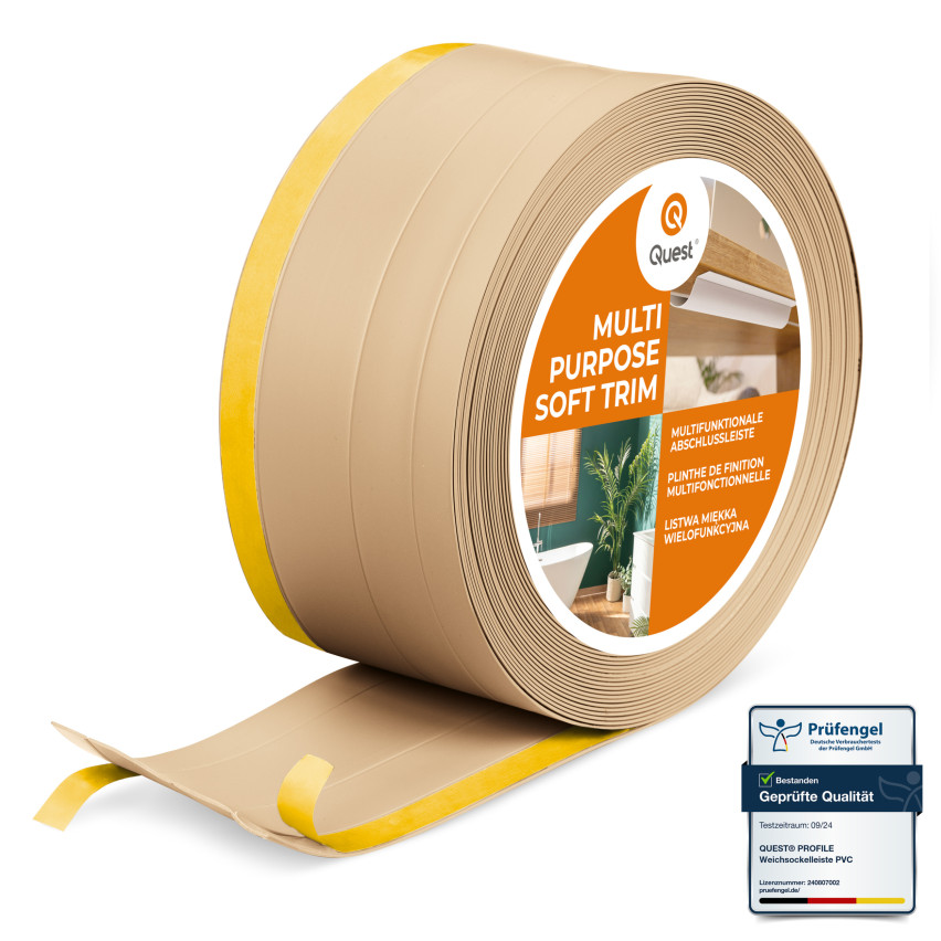 Listwa wielofunkcyjna z PCV 4in1 – samoprzylepny panel wykończeniowy, 120mm, piaskowy