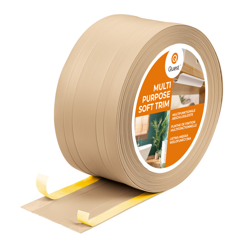Listwa wielofunkcyjna z PCV 2in1 – samoprzylepny panel wykończeniowy, 110 mm, piaskowy