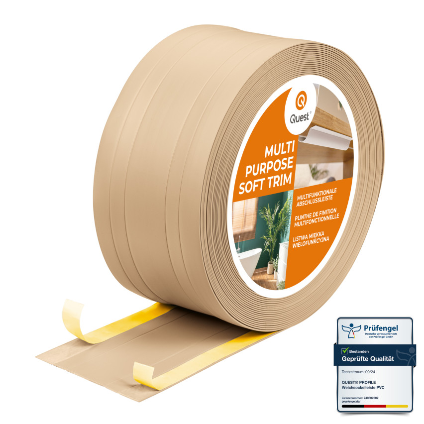 Listwa wielofunkcyjna z PCV 2in1 – samoprzylepny panel wykończeniowy, 110 mm, piaskowy